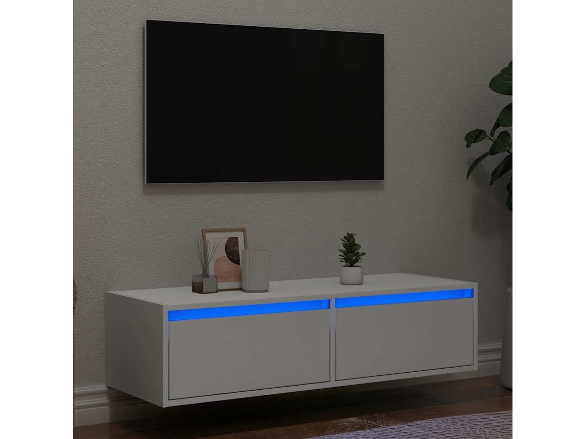 Vidaxl Móvel de Tv com Luzes Led 100x35,5x25 Cm Branco