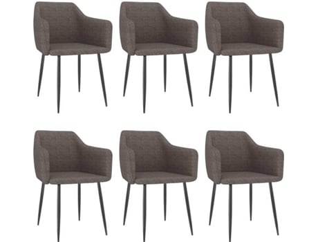 Conjunto 6 Cadeiras de Jantar  (Cinzento-acastanhado - Tecido - 51 x 53 x 73 cm)