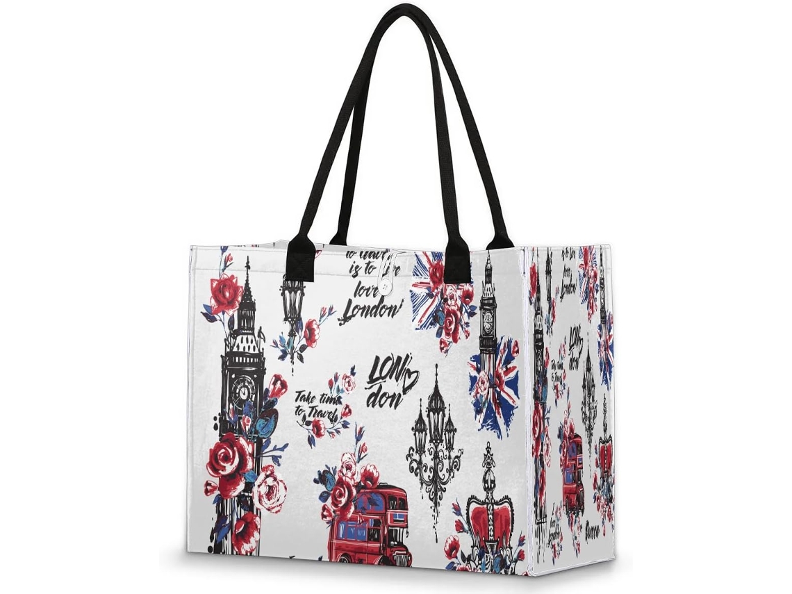 Bolsa Tropicallife Grande com Tema Retrô de Londres para Mulheres e Meninas 42 X 17 33 Cm Designs