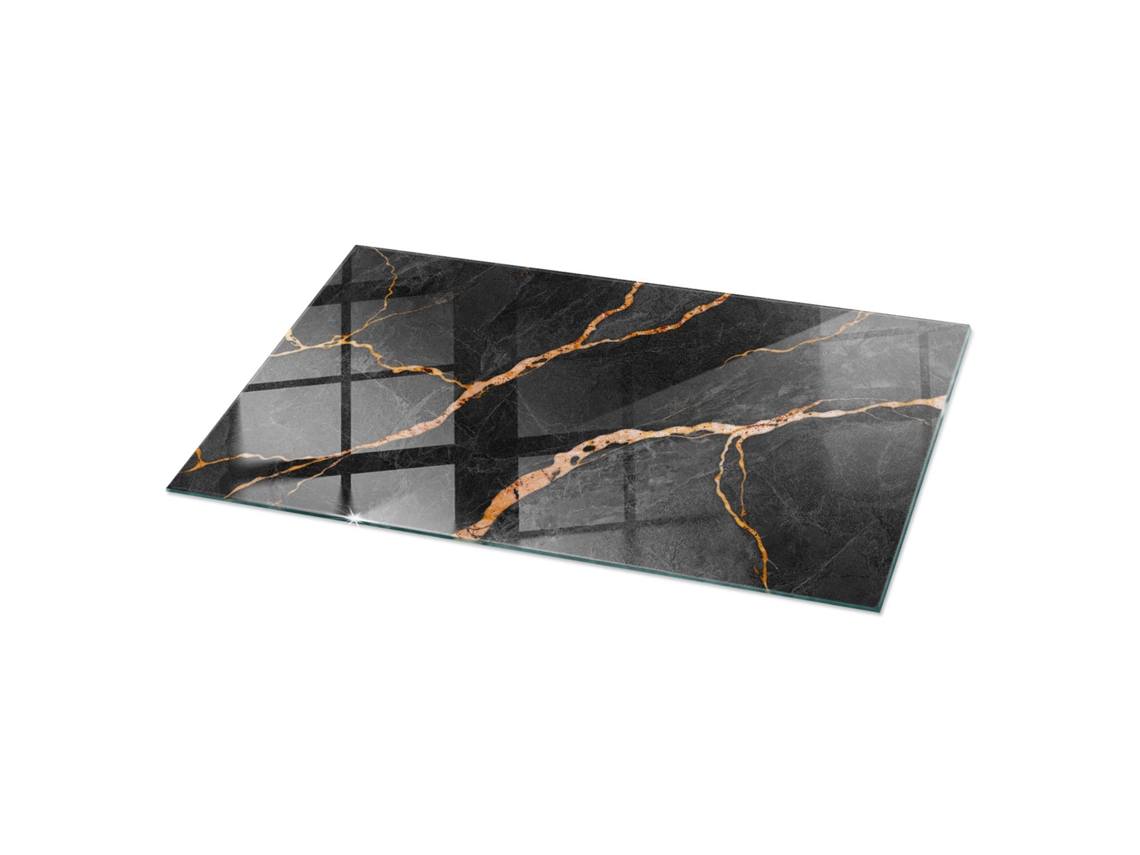 Tampo De Mesa Retangular Espelharte (120x60 Cm - Padrão De Mármore Com Veios - Preto)