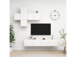 Vidaxl 7 Pcs Conjunto De Móveis De Tv Contraplacado Branco