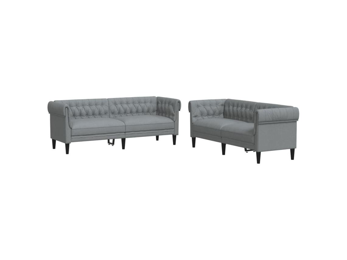 Maison Exclusive - 2 Pcs Conjunto De Sofás Tecido Cinzento-claro