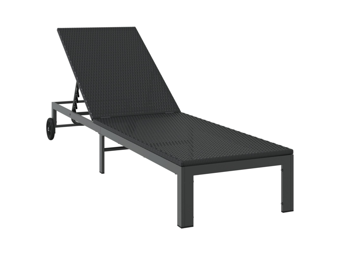 Conjunto 1 Cama De Sol Moderna Vidaxl Preto Vime Pe (206 X 62,5 X 74 Cm)