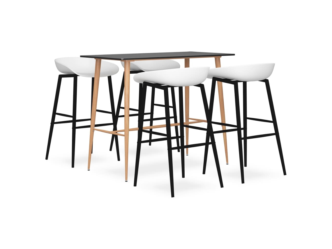 Vidaxl 5 Pcs Conjunto De Bar Preto E Branco