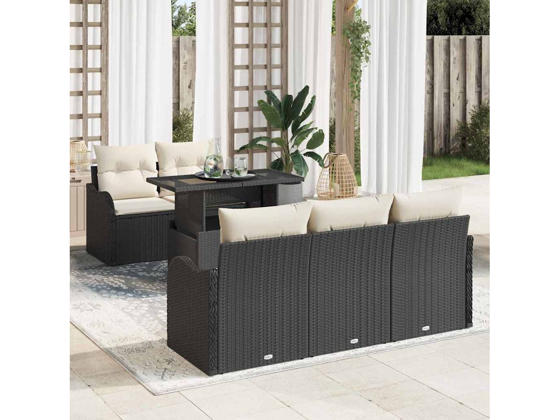 Vidaxl Conjunto De Sofá De Jardim 6 Unid. Preto