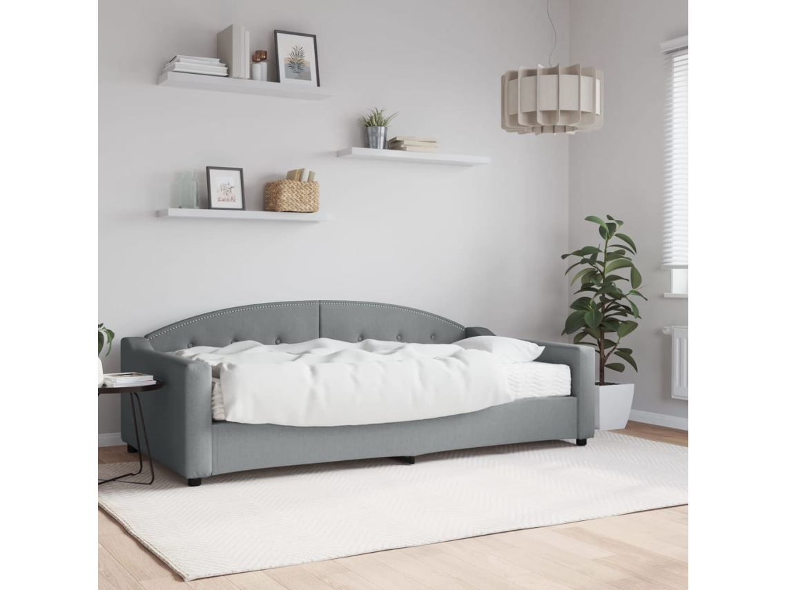 Sofá cama con colchón 100x200 cm tela gris claro