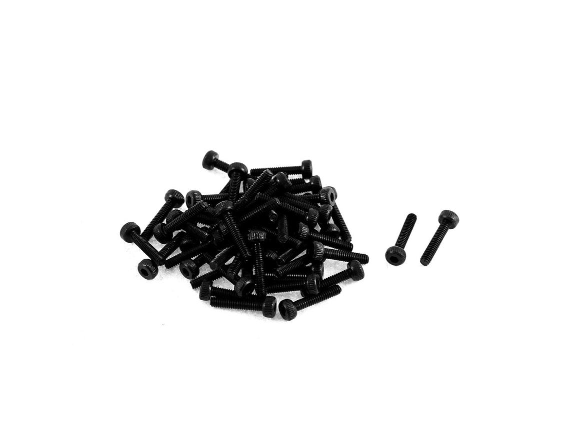 Parafuso de Máquina com Cabeça Sextavada Interna M2x10mm em Aço Liga Preto, 50 Peças CHABERLU