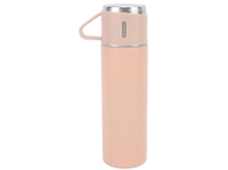Caneca Isolante Inox 500ml Rosa com Alça e Tampa