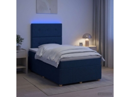 Vidaxl Cama Box Com Led E Colchão Azul 120 X 190 Cm Tecido