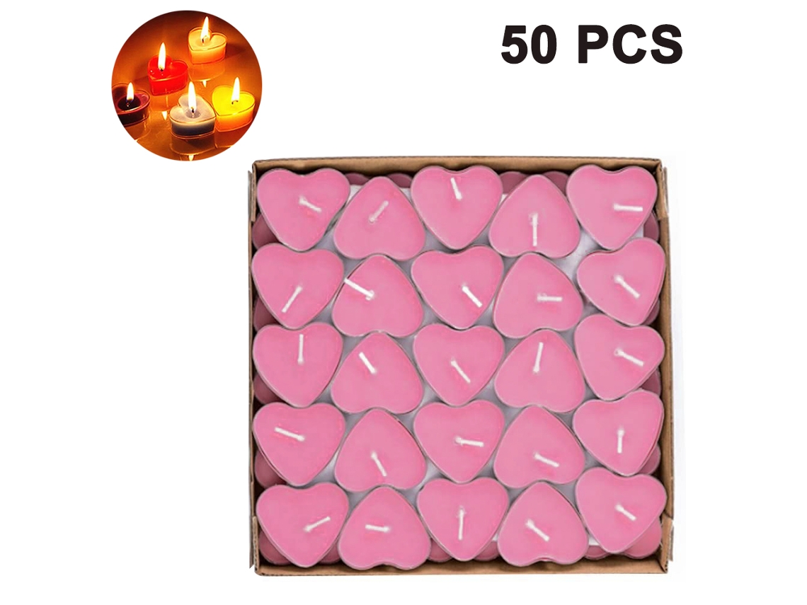 50pcs Velas De Coração Românticas, Sem Fumaça E Aromáticas Para Jantar À Luz De Velas, Dia Dos Namorados, Casamento, aniversário do solo, Natal