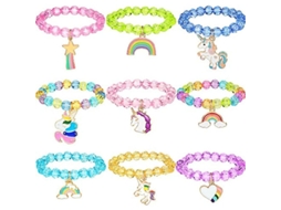 Pulseras De Unicornio Coloridas Para Meninas 9 Estilos Diferentes Pulseras De Pérolas Arco-íris Para Festas De Aniversário Presentes