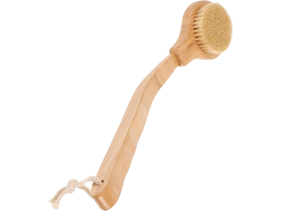 Escova De Banho Ganazono Com Cabo Longo Madeira E Cerdas Naturais Javali, Escova Esfoliante Para Massagem Facial E Nas