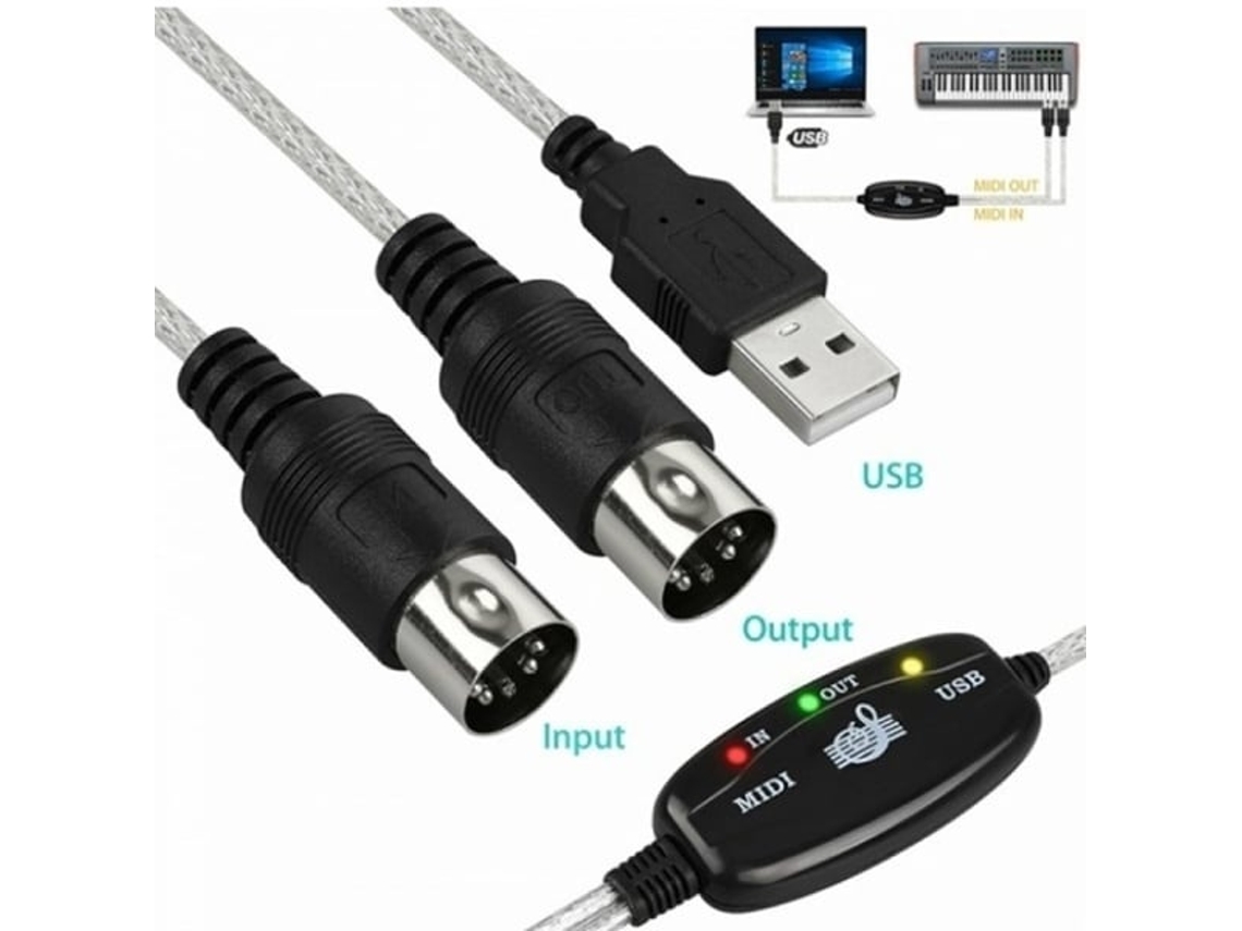 Lurelia Cabo Usb Midi Usb-a Preto, Interface Para Teclados, Pianos E Sintetizadores, Pc E Computador