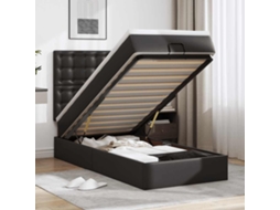 Vidaxl Cama Otomana com Colchão 90x200 Cm Couro Artificial Preto