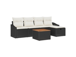 Conjunto 6 Sofá De Jardim Vidaxl Preto Vime Pe (55 X 55 X 37 Cm)