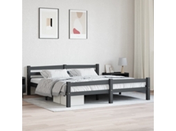 Estrutura De Cama 180x200 Cm Pinho Maciço Cinzento-escuro