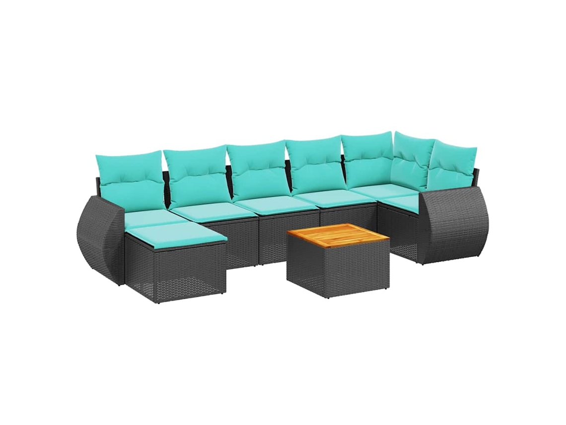 Conjunto de Sofá de Jardim, 9 Peças, Almofadas, Rattan Marrom MAISON EXCLUSIVE