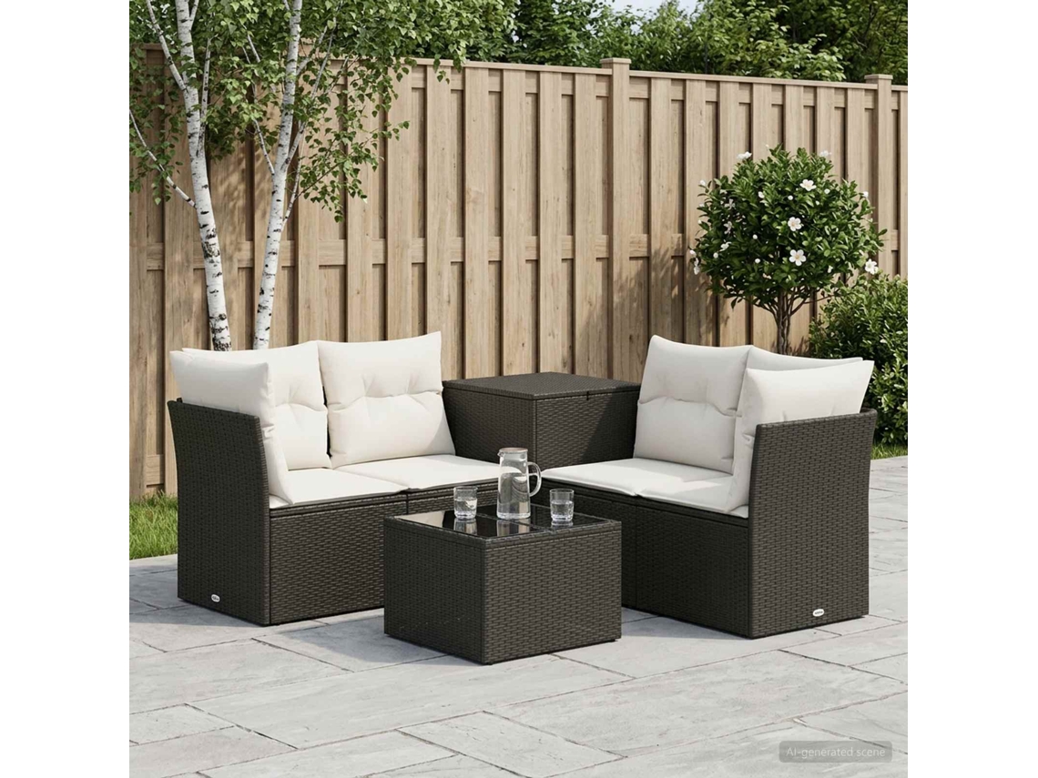 Vidaxl Conjunto De Sofás 6 Unid. Preto E Branco Creme