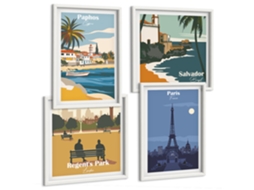 Composição De Quadros Montanhas Minimalistas Em Tons Pastel Moldura Branca Imagens Para Um Quarto Infantil Espelharte (conjunto De 4 Imagens)