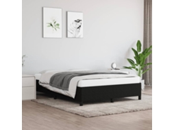 Estrutura de cama sem colchão 140x200 cm tecido preto