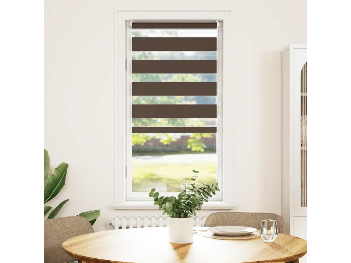 Vidaxl Cortina Zebra 60,9x120 Cm, Largura Do Tecido 56,7 Cm, Cor Café