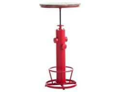 Mesa Alta Estilo Industrial com Altura Ajustável Tabuleiro em Madeira e Metal Vermelho Apoio para Pés Tab10023 MOBIKASA