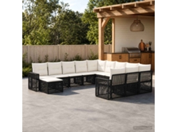 Vidaxl Conjunto De Sofá De Jardim 12 Unid. Preto E Branco Creme