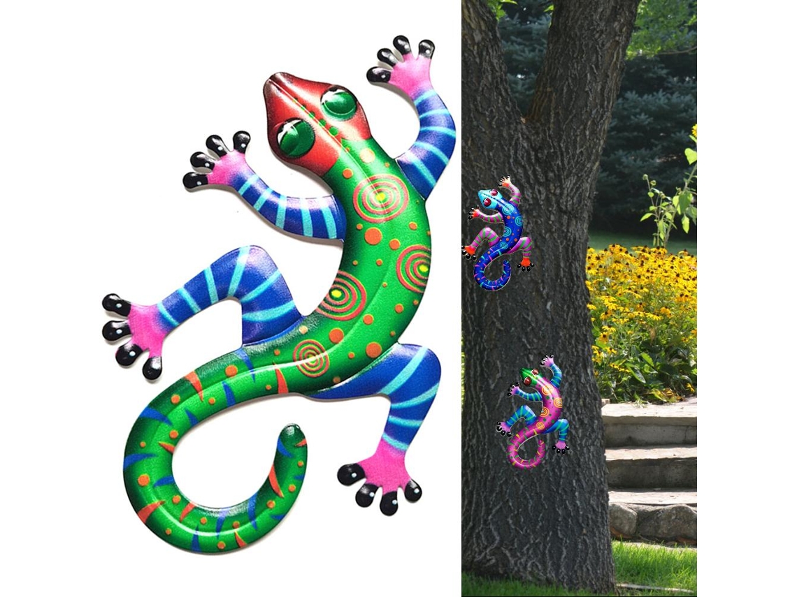 Decoração de Parede Lagarto Ferro Jardim Exterior Casa S/MARCA