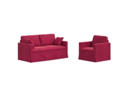 Maison Exclusive - Conjunto De Sofás 2 Unid. Vinho Vermelho Veludo