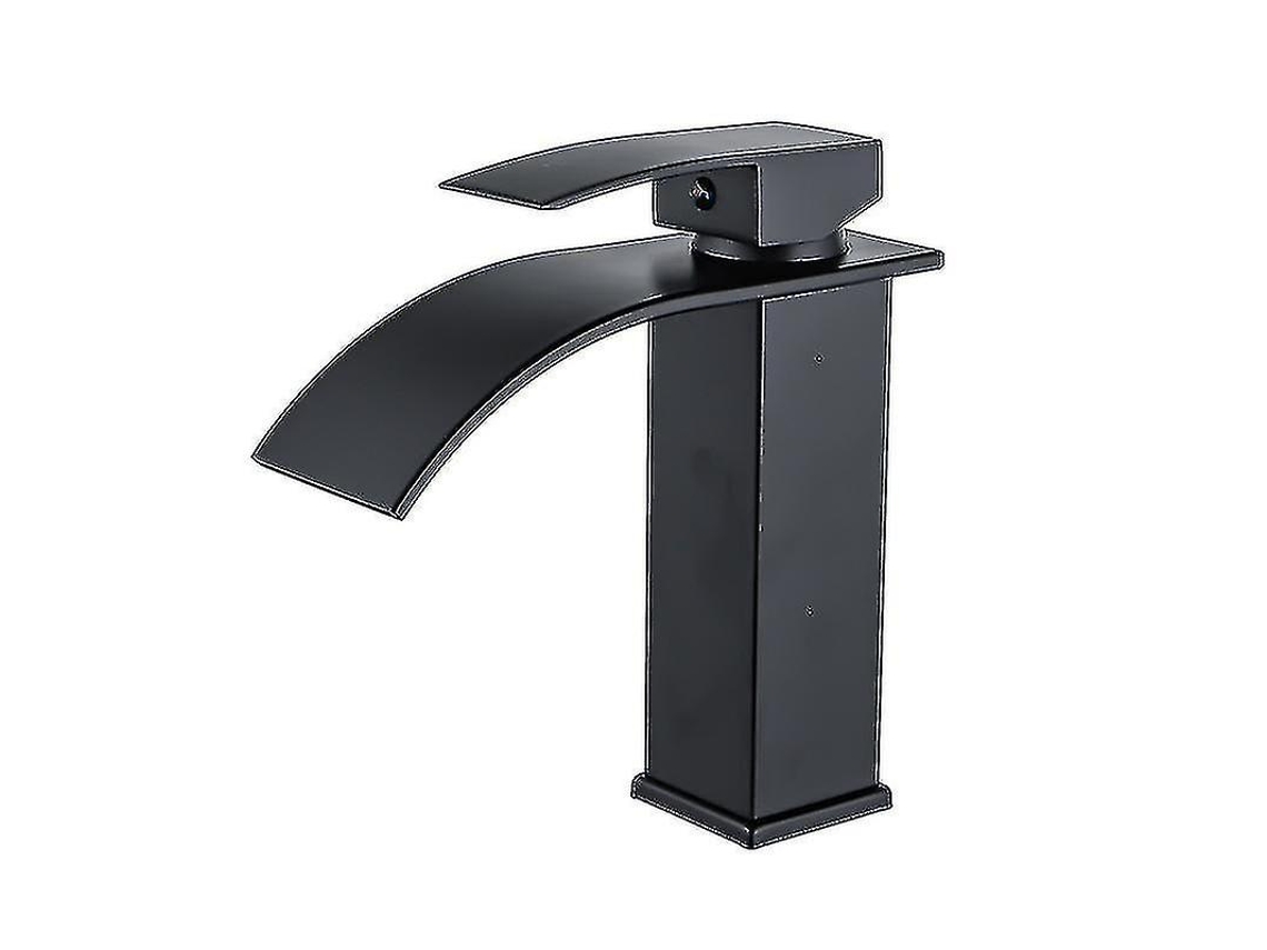 Misturador De Banheiro Alta Pressão Com Efeito Cascata, Monocomando Para Lavatório, Preto Preto Aquaforge