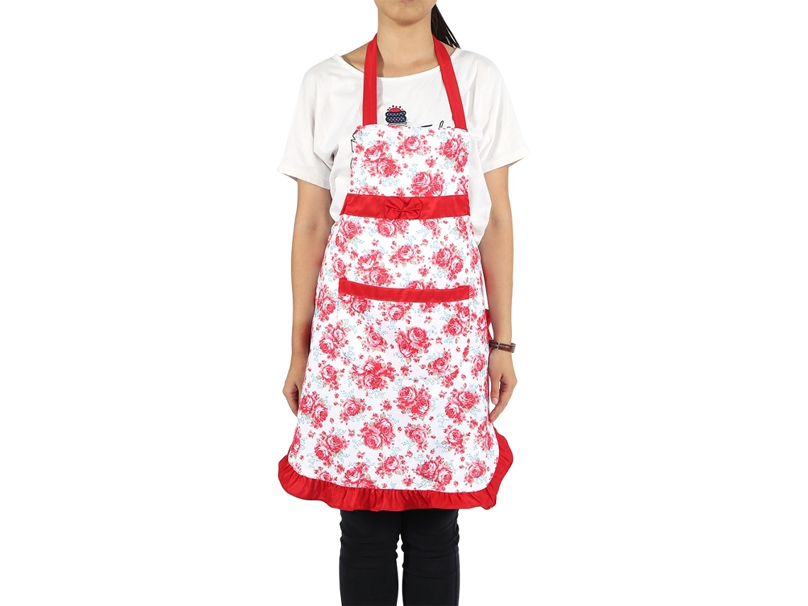 Avental Rose (com Bolsos, Renda Estilo Coreano) +eoocoo