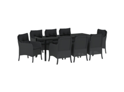 Conjunto 9 Conjunto De Jardim Vidaxl Preto Vime Pe (200 X 80 X 73 Cm)