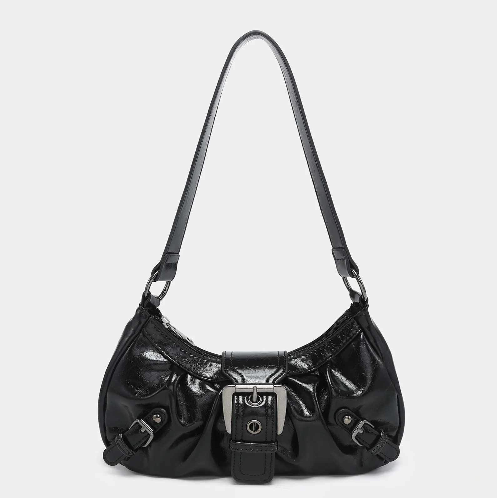 Bolsa Transversal Feminina Vintage (preta), Pequena, Em Couro Sintético Com Tachas.