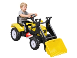 Trator Pedais de para Crianças a Partir Dos 3 Anos Escavadeira com Carga Dianteira com Pá 35 Kg 114x41x52 Cm Amarelo
