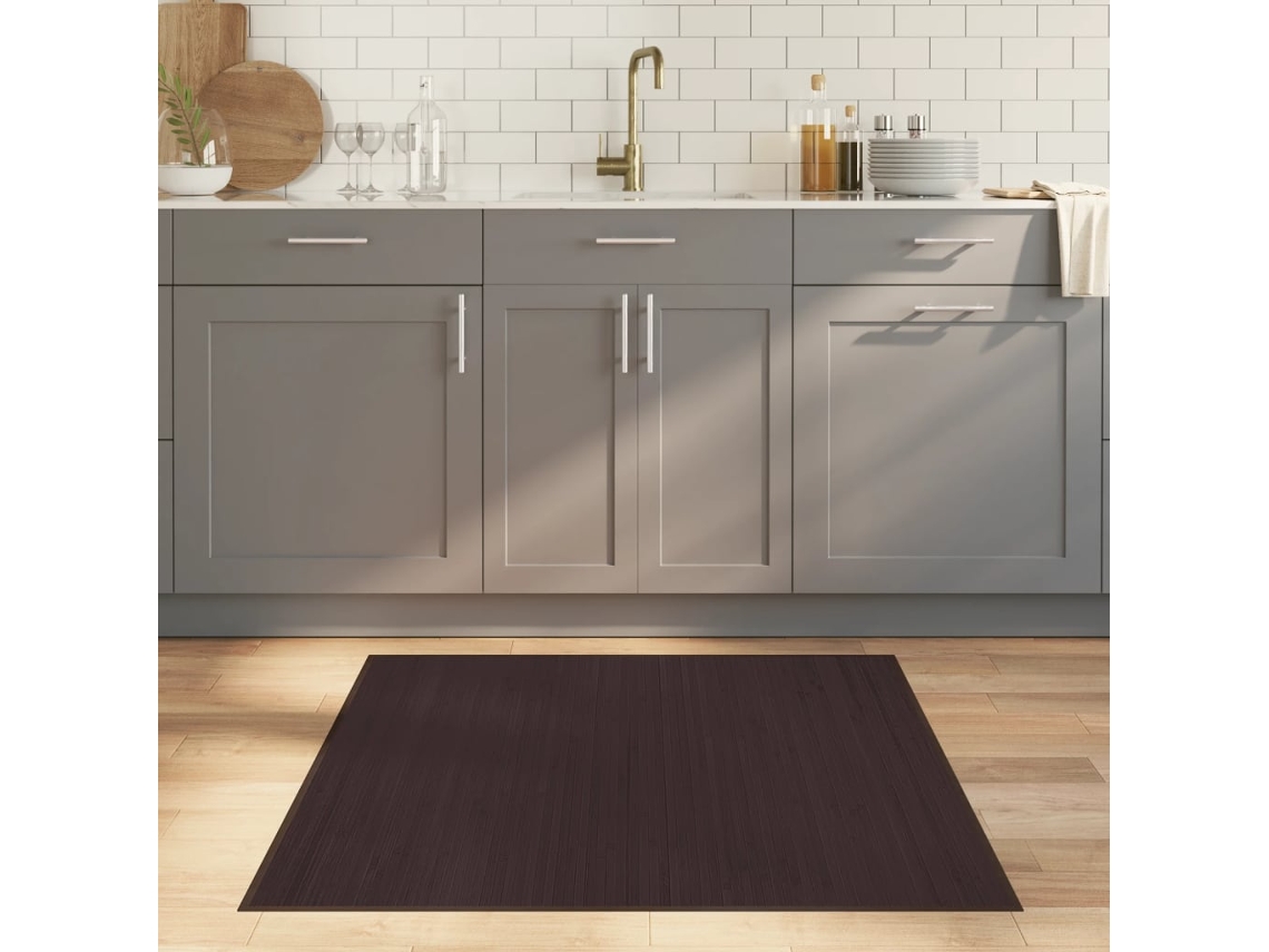 Vidaxl Tapete Quadrado 100x100 Cm Bambu Castanho-escuro