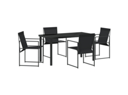 Conjunto 5 Conjunto De Jantar Para Jardim Vidaxl Preto Textilene (140 X 70 X 73 Cm)