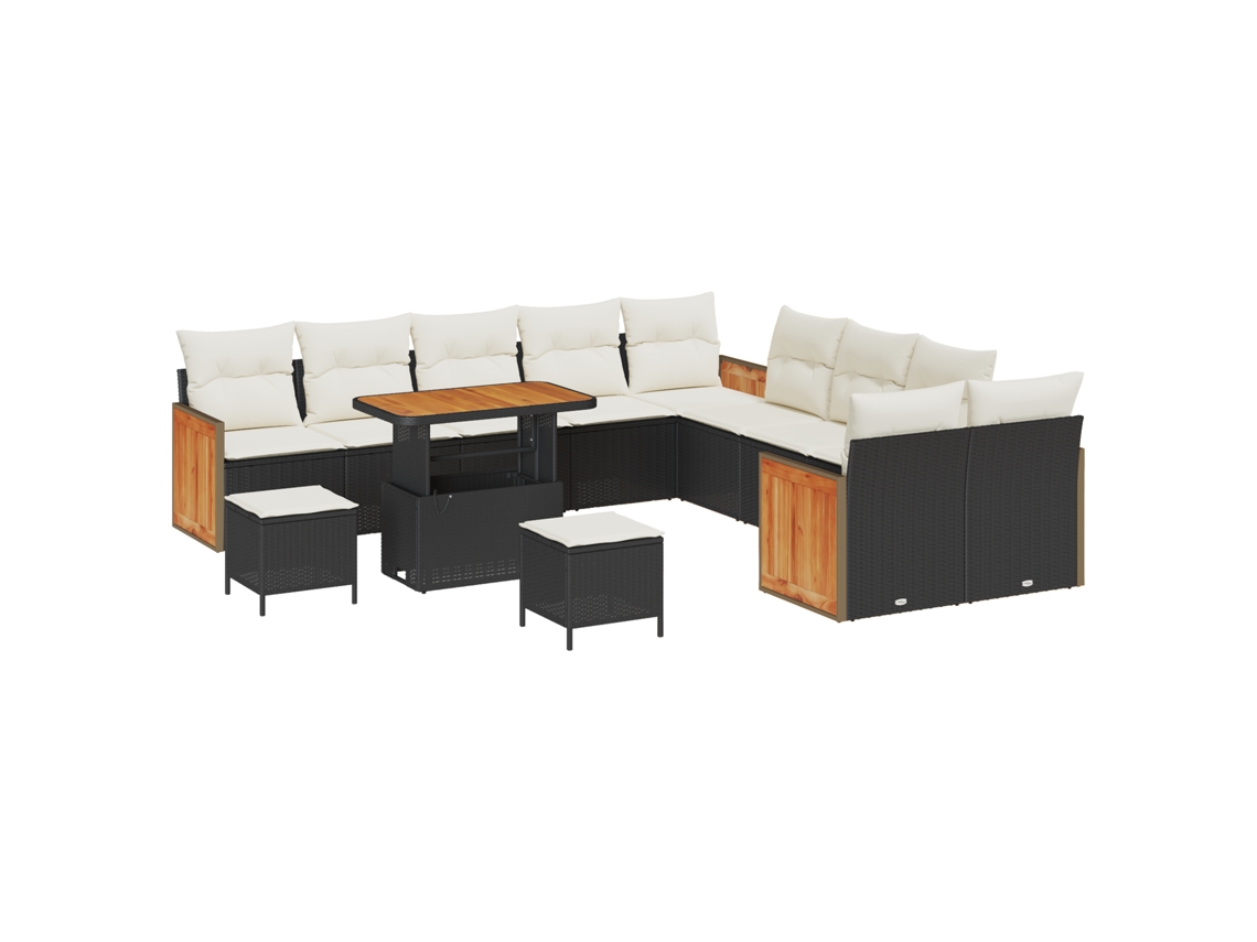 Conjunto 13 Conjunto De Sofá De Jardim Vidaxl Preto Vime Pe (283 X 289 X 85 Cm)