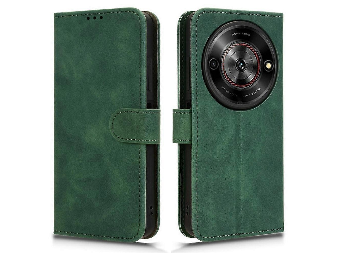 Compre Capa De Couro Tipo Carteira Com Flip E Toque De Pele Para Zte Blade A75 5g, Verde