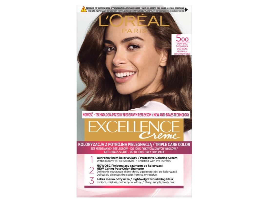 Excellence Creme Permanent Hair Dye, Shade 500 Light Brown Loreal Paris