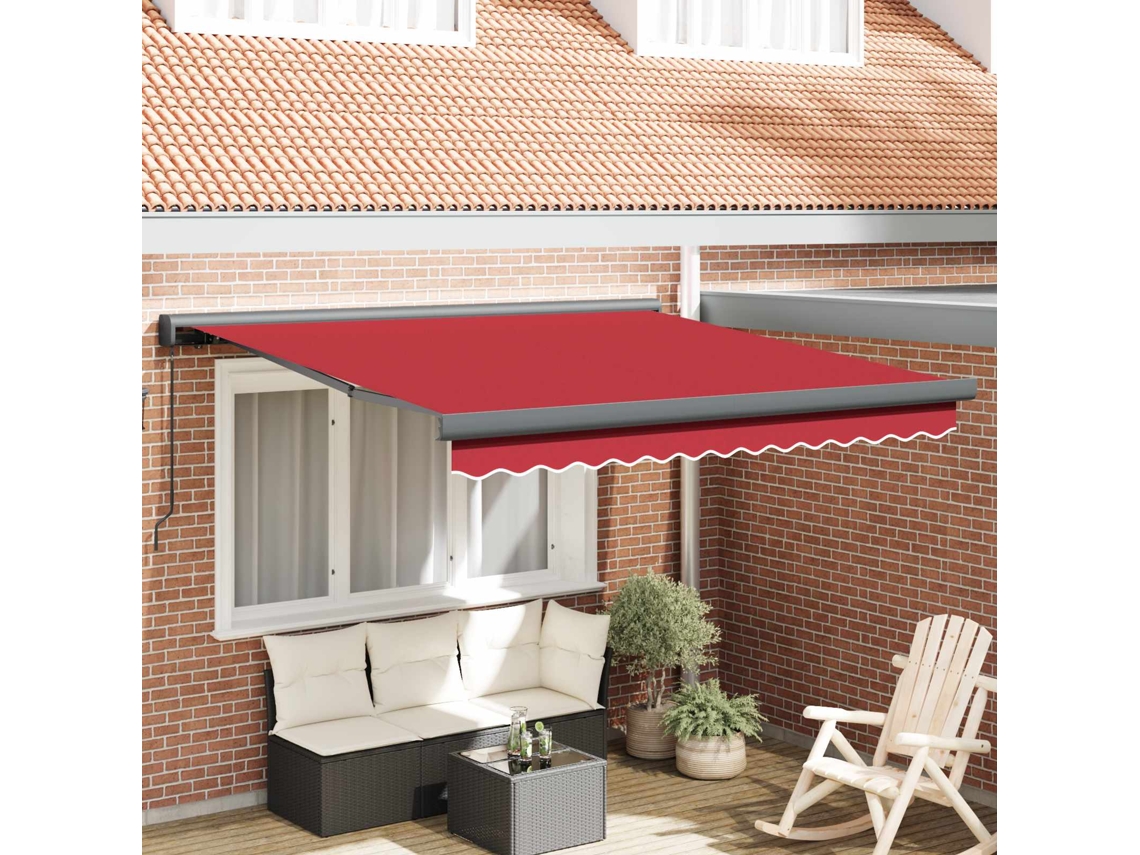 Vidaxl Toldo Retrátil Vermelho 300 X 250 Cm Lona E Alumínio