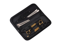 2026 kit de Tesouras de Cabeleireiro com 10 Peças: Tesouras de Corte, Desmaquilhadoras, Barbear Manual, Pinças e Capa para Barbearia e Uso Doméstico