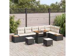 Vidaxl Conjunto De Sofá De Jardim 9 Unid. 8-número De Lugares Preto