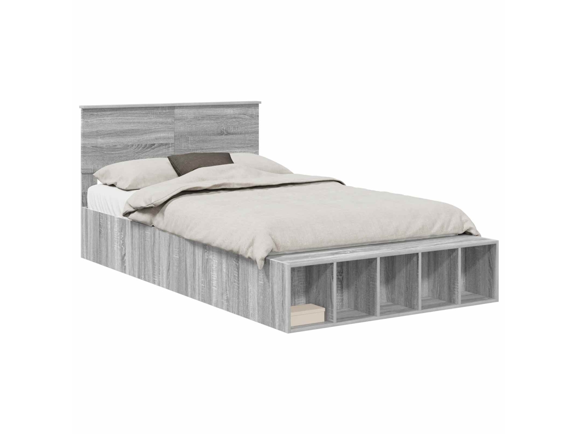 Estrutura de Cama Cinza Sonoma 135 X 190 cm Madeira Processada