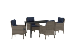 Conjunto de Jantar para Jardim 5 Pcs Cinzeto Vime Pe MAISON EXCLUSIVE