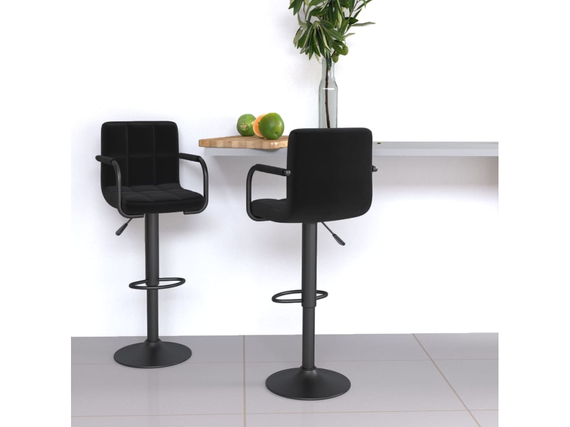 Vidaxl Bancos De Bar 2 Pcs Tecido Preto