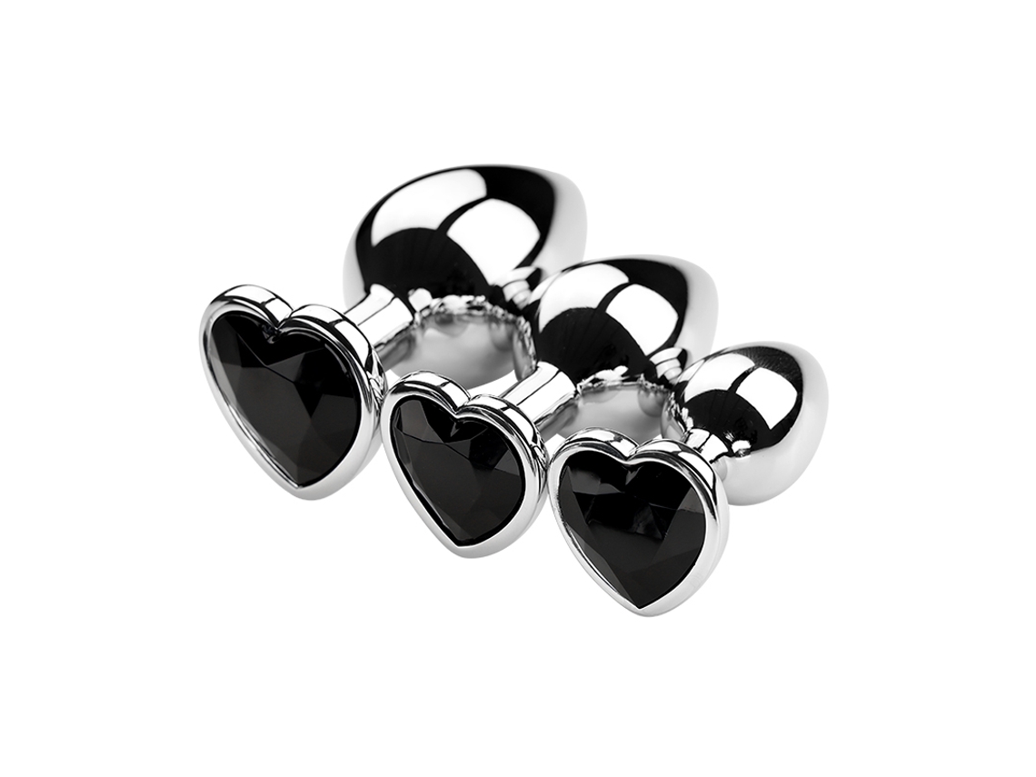 Conjunto de 3 Peças Pretas Plugues Anais de Metal Unissex, Brinquedos para Masturbação MDUG