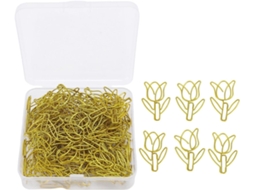 80 Clipes de Papel em Formato de Flor para Organizar Documentos e Materiais Escolares Dourado