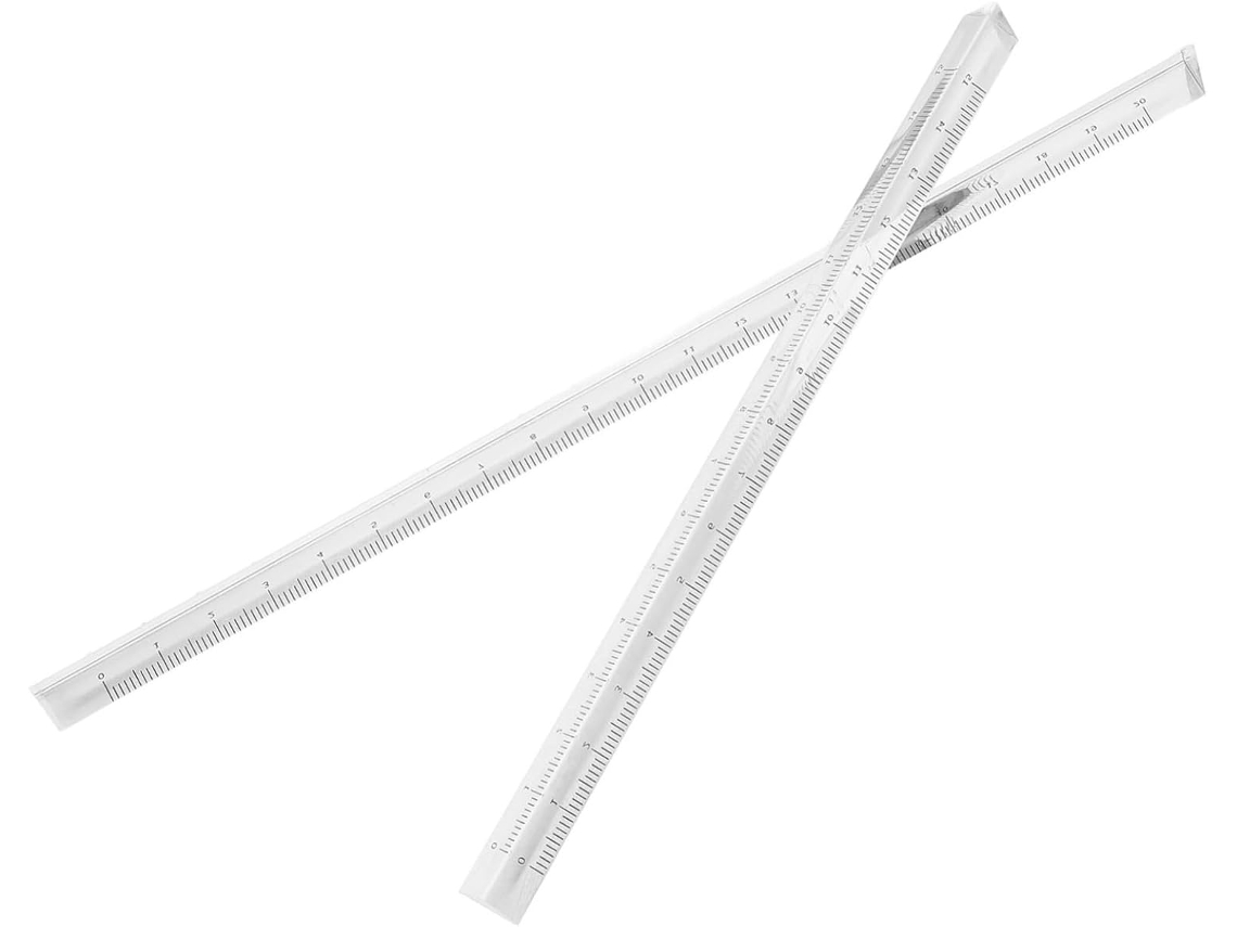 Régua Transparente de 2 Peças para Medição Precisa, Desenho E Medição, Ideal para Estudantes, Artigos de Mesa e