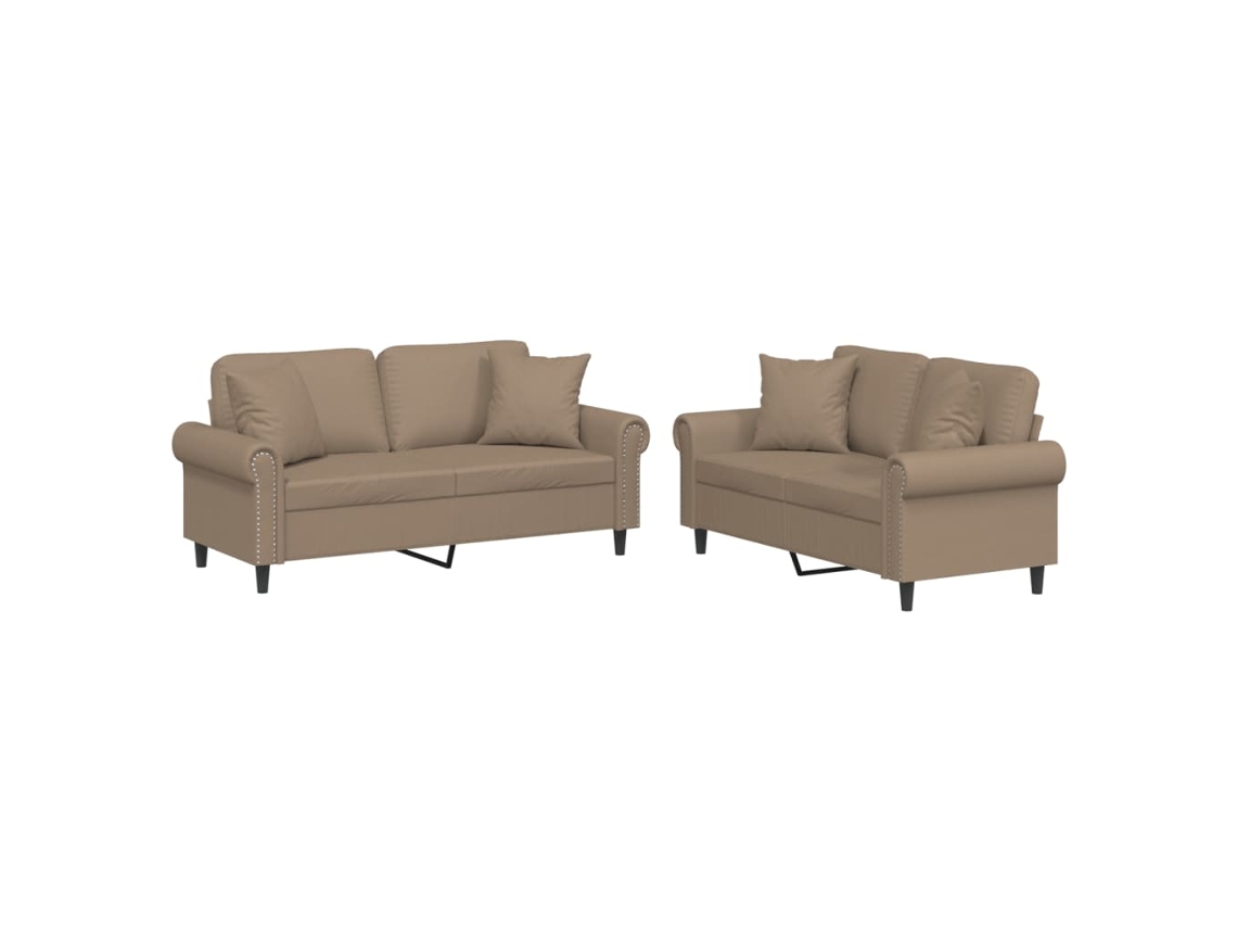 Conjunto De Sofás Vidaxl Marrom Couro Sintético (172 X 77 X 80 Cm)