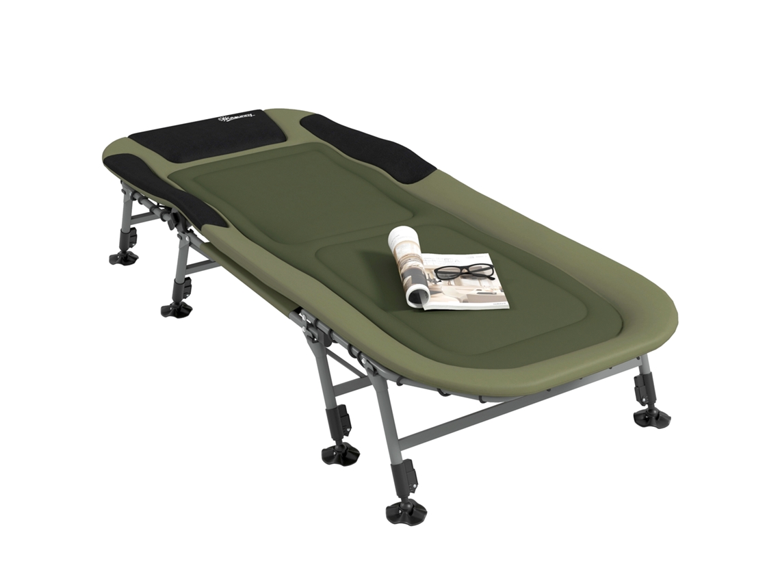 Espreguiçadeira de camping, cama de camping, 55 cm, 200x85x40 cm, verde | S/MARCA